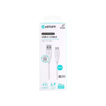 eSTUFF ES605270 USB laidas USB 2.0 2 m USB C USB A Baltas