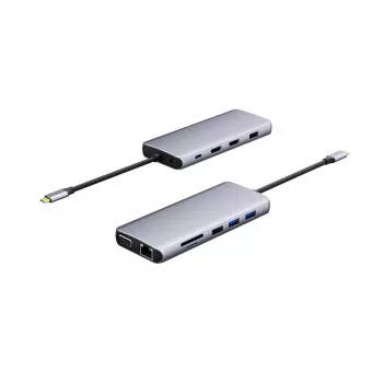 eSTUFF ES623009 sąsajos koncentratorius USB 3.2 Gen 1 (3.1 Gen 1) Type-C 5000 Mbit/s pilka