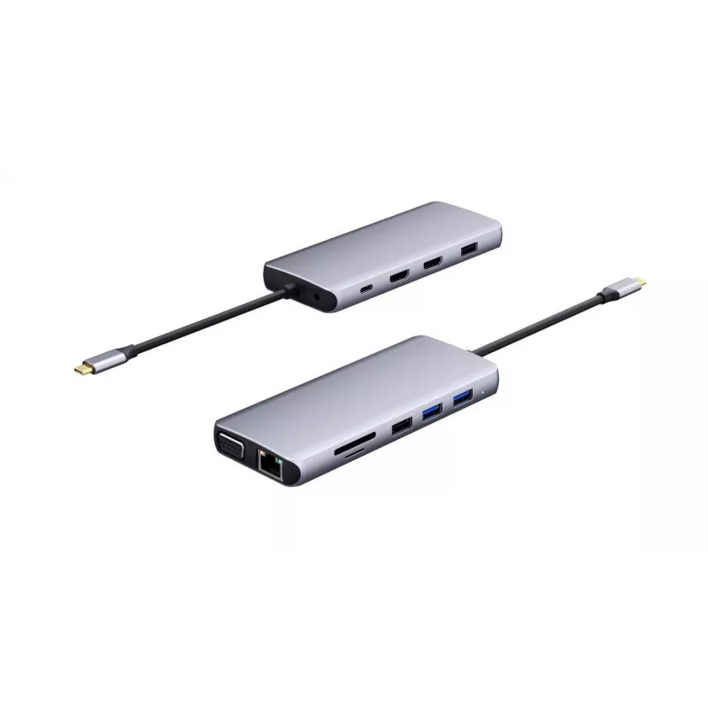 eSTUFF ES623009 sąsajos koncentratorius USB 3.2 Gen 1 (3.1 Gen 1) Type-C 5000 Mbit/s pilka