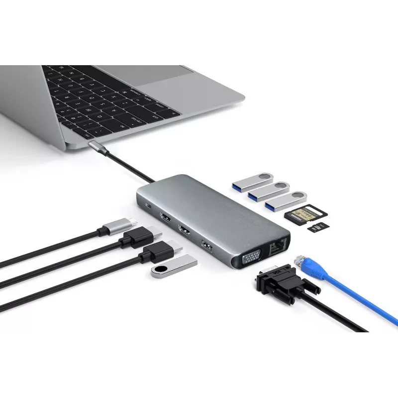 eSTUFF ES623009 sąsajos koncentratorius USB 3.2 Gen 1 (3.1 Gen 1) Type-C 5000 Mbit/s pilka
