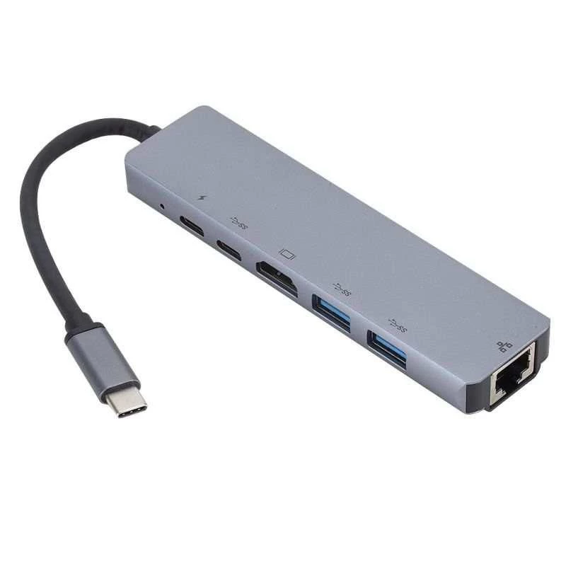 eSTUFF ES623012 nešiojamojo kompiuterio dokas / prievadų replikatorius USB 3.2 Gen 1 (3.1 Gen 1) Type-C pilka