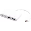 USB Hub eSTUFF USB-C į 2 x USB 3.0 ir 2 x USB-C 3.1 10000 Mbit/s baltas