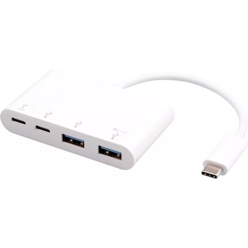 USB Hub eSTUFF USB-C į 2 x USB 3.0 ir 2 x USB-C 3.1 10000 Mbit/s baltas