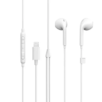 eSTUFF į ausis įdedamos ausinės, skirtos „Apple“ įrenginiams, laidinės, skambučiams / muzikai, 90 g, ausinės, baltos