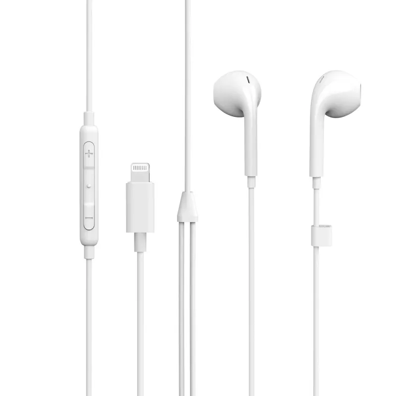 eSTUFF į ausis įdedamos ausinės, skirtos „Apple“ įrenginiams, laidinės, skambučiams / muzikai, 90 g, ausinės, baltos