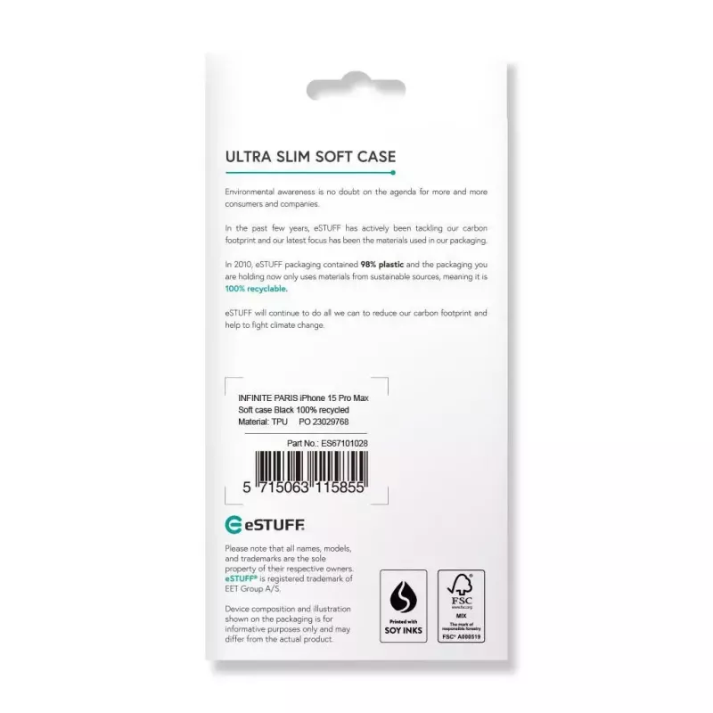 eSTUFF ES67101028 mobiliojo telefono dėklas 17 cm (6,7 colio) Dėklas Juoda