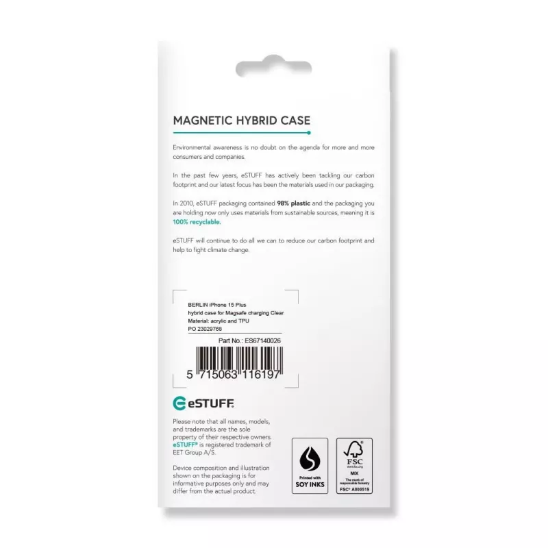 eSTUFF ES67140026 mobiliojo telefono dėklas 17 cm (6.7 col.) Užvalkalas Skaidrus