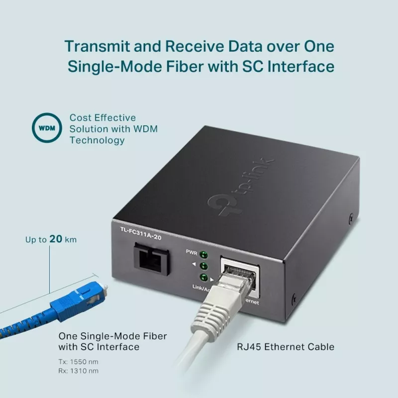 Media Converter TP-Link Gigabit WDM TL-FC311A-20