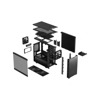 PC korpusas Fractal Design Define 7 Nano Juoda — Mini-ITX/Mini-DTX, ATX PSU, grūdintas stiklas, 205×399×361 mm