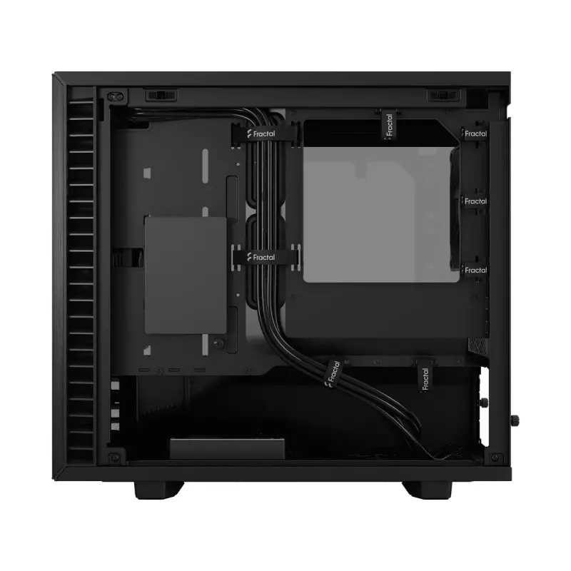 PC korpusas Fractal Design Define 7 Nano Juoda — Mini-ITX/Mini-DTX, ATX PSU, grūdintas stiklas, 205×399×361 mm
