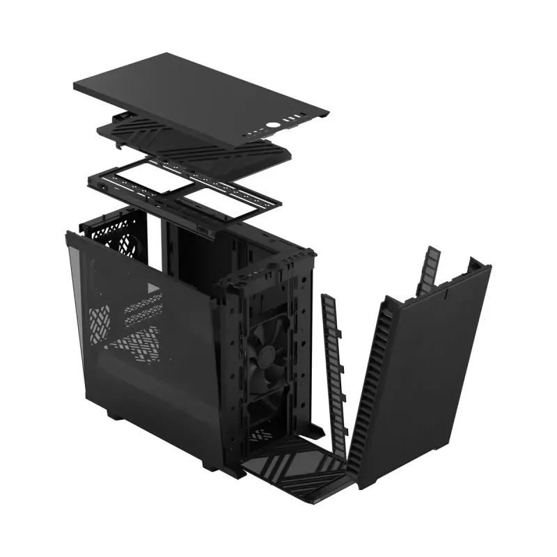 PC korpusas Fractal Design Define 7 Nano Juoda — Mini-ITX/Mini-DTX, ATX PSU, grūdintas stiklas, 205×399×361 mm