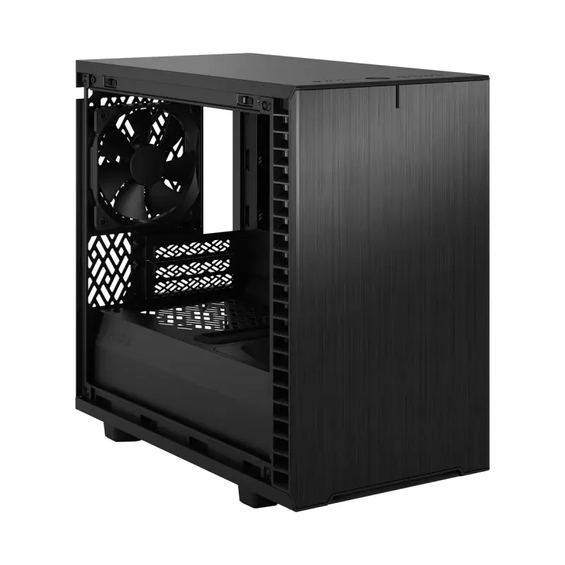 PC korpusas Fractal Design Define 7 Nano Juoda — Mini-ITX/Mini-DTX, ATX PSU, grūdintas stiklas, 205×399×361 mm