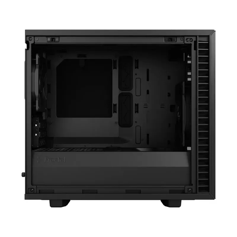 PC korpusas Fractal Design Define 7 Nano Juoda — Mini-ITX/Mini-DTX, ATX PSU, grūdintas stiklas, 205×399×361 mm