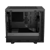 PC korpusas Fractal Design Define 7 Nano Juoda — Mini-ITX/Mini-DTX, ATX PSU, grūdintas stiklas, 205×399×361 mm