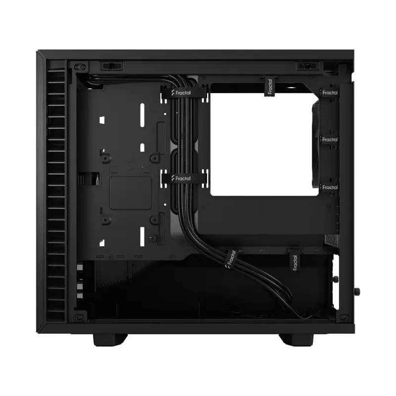 PC korpusas Fractal Design Define 7 Nano Juoda — Mini-ITX/Mini-DTX, ATX PSU, grūdintas stiklas, 205×399×361 mm