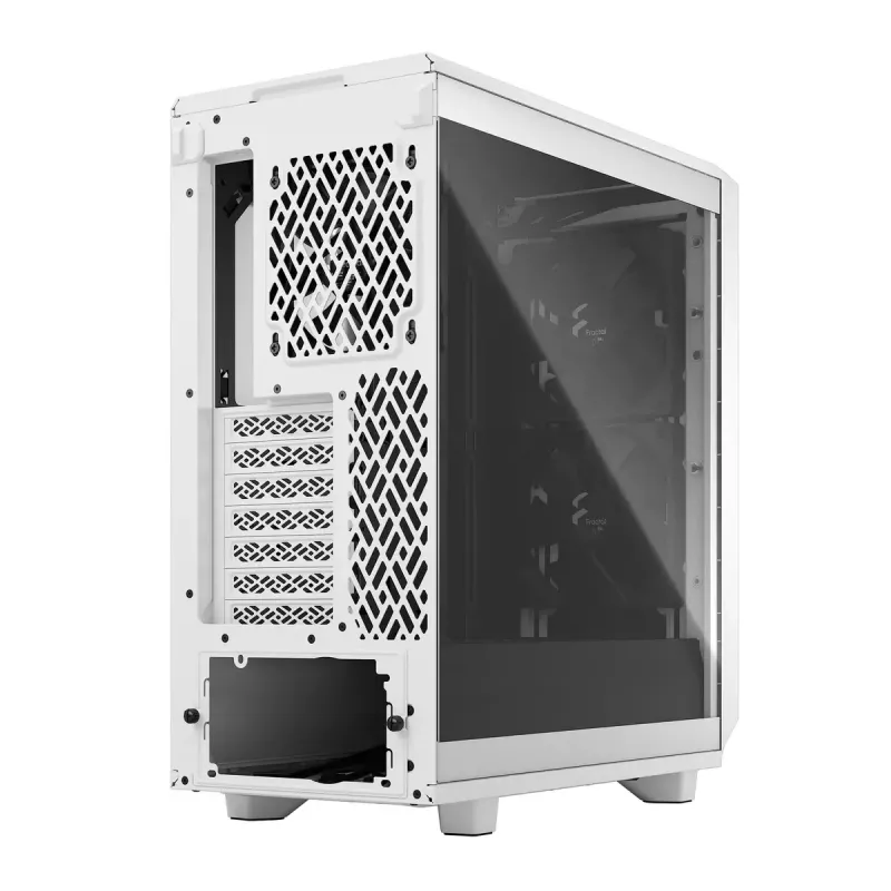 PC korpusas (tower) Fractal Design Meshify 2 Compact — baltas, palaiko ATX maitinimo blokus, 2×140 mm priekyje, 1×120 mm gale, 2,5 col./3,5 col. diskai, 210×424×475 mm