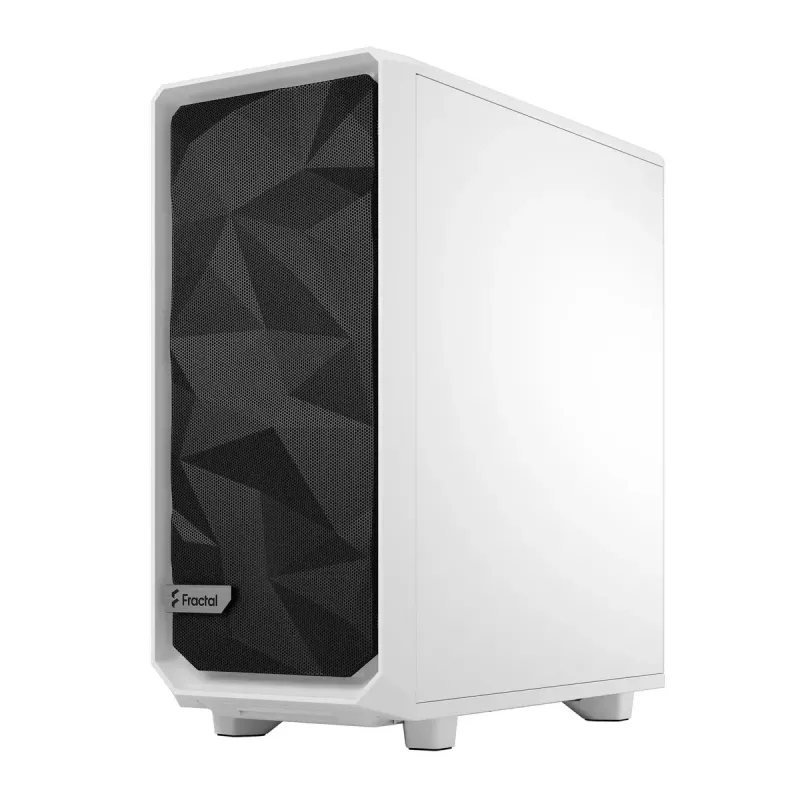 PC korpusas (tower) Fractal Design Meshify 2 Compact — baltas, palaiko ATX maitinimo blokus, 2×140 mm priekyje, 1×120 mm gale, 2,5 col./3,5 col. diskai, 210×424×475 mm