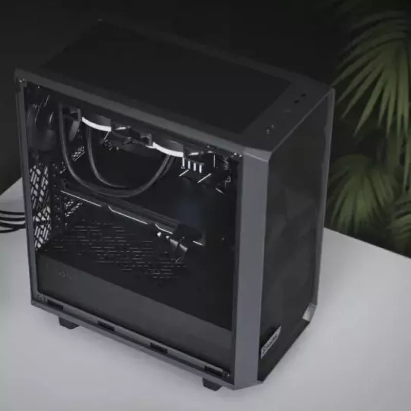 PC korpusas (tower) Fractal Design Meshify 2 Compact — baltas, palaiko ATX maitinimo blokus, 2×140 mm priekyje, 1×120 mm gale, 2,5 col./3,5 col. diskai, 210×424×475 mm