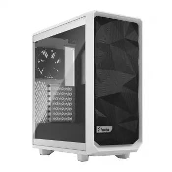PC korpusas (tower) Fractal Design Meshify 2 Compact — baltas, palaiko ATX maitinimo blokus, 2×140 mm priekyje, 1×120 mm gale, 2,5 col./3,5 col. diskai, 210×424×475 mm