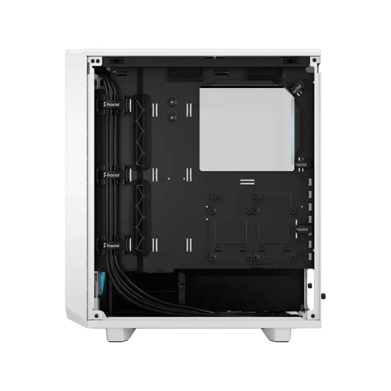 PC korpusas Fractal Design Meshify 2 Compact RGB baltas — ATX/microATX/Mini-ITX, palaiko 3x120 mm priekyje + 1x120 mm gale, 2,5 colio/3,5 colio diskai