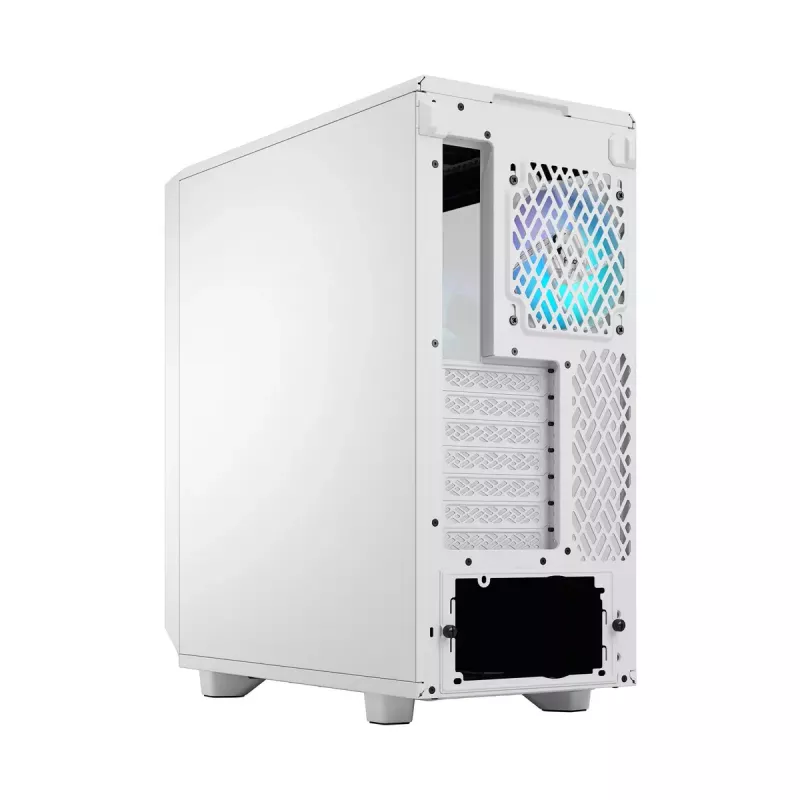 PC korpusas Fractal Design Meshify 2 Compact RGB baltas — ATX/microATX/Mini-ITX, palaiko 3x120 mm priekyje + 1x120 mm gale, 2,5 colio/3,5 colio diskai