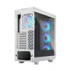 PC korpusas Fractal Design Meshify 2 Compact RGB baltas — ATX/microATX/Mini-ITX, palaiko 3x120 mm priekyje + 1x120 mm gale, 2,5 colio/3,5 colio diskai