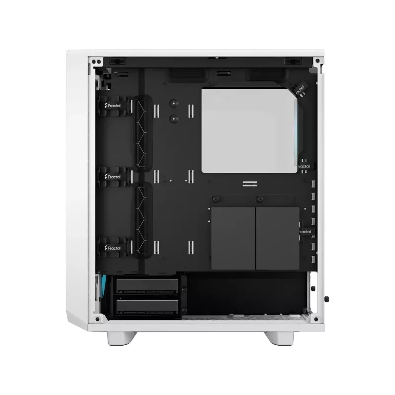 PC korpusas Fractal Design Meshify 2 Compact RGB baltas — ATX/microATX/Mini-ITX, palaiko 3x120 mm priekyje + 1x120 mm gale, 2,5 colio/3,5 colio diskai