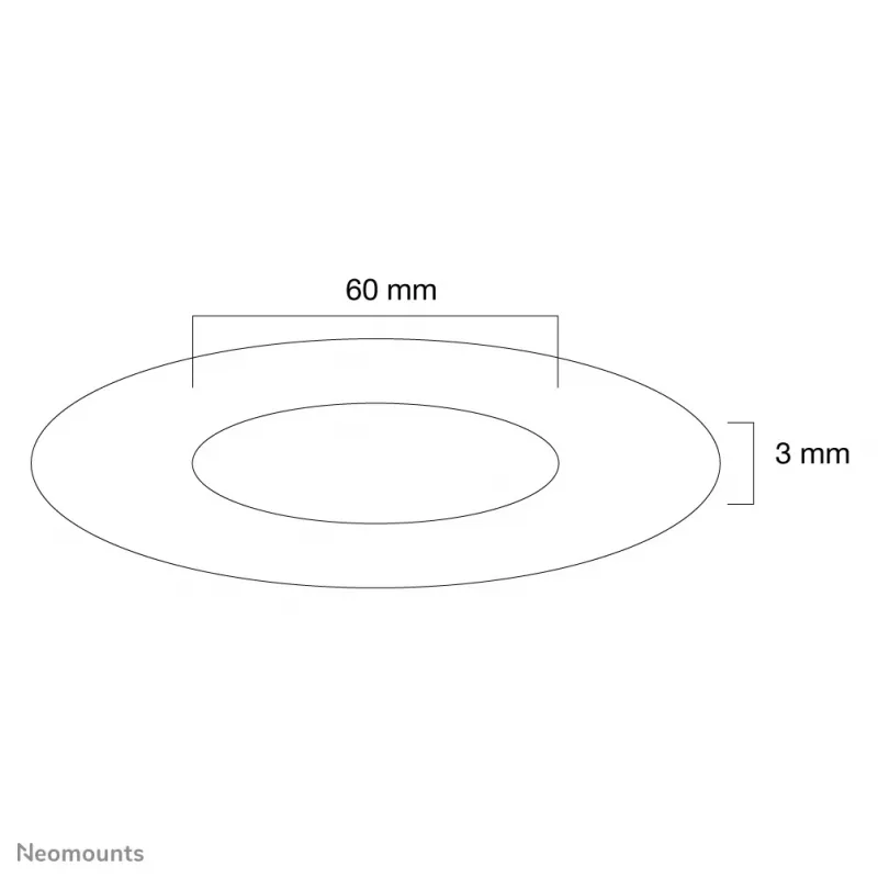 Neomounts FPMA-CRS6 lubų gaubtas - skersmuo 60 mm, sidabrinis, plastikinis, lubinis, 3 mm, 6 cm, 1 vnt.