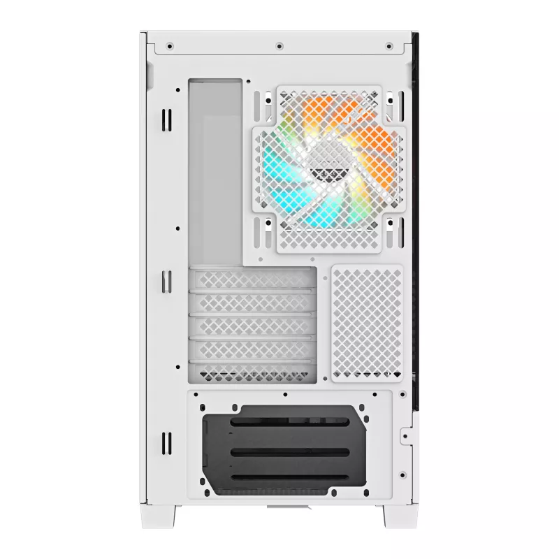 GIGABYTE C201 PANORAMIC ICE PC korpusas – Mid Tower, m-ATX, 360 mm radiatoriaus palaikymas, 3 iš anksto sumontuoti ventiliatoriai, USB 3.0, RGB Fusion palaikymas