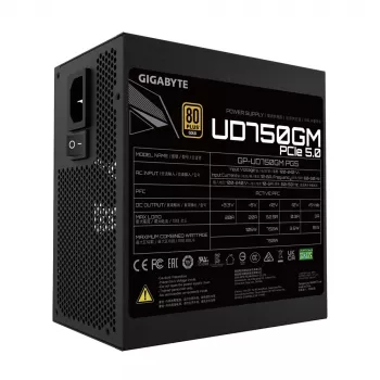 GIGABYTE UD750GM PG5 maitinimo blokas 750 W 20+4 kontaktų ATX ATX juodas