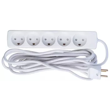 Maitinimo ilginamasis laidas Microconnect GRU0055WDK 5 m 5 kintamosios srovės lizdai vidaus patalpoms baltas