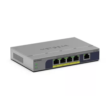 Nevaldomas 5 prievadų PoE komutatorius Netgear GS105P 1Gb Ethernet su maitinimo per Ethernet funkcija (GS105P-300EUS)