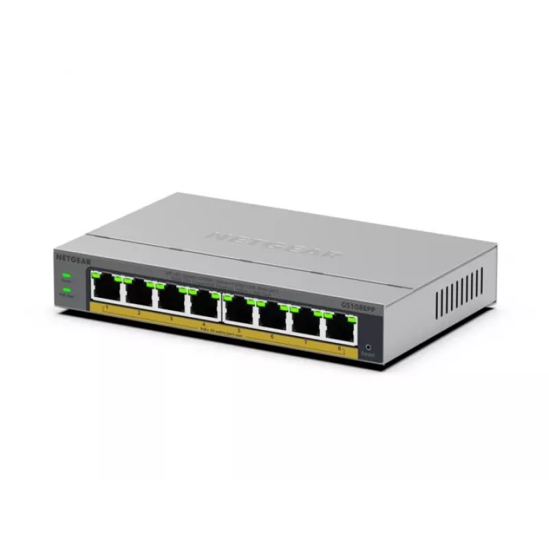 NETGEAR GS108EPP Nevaldomas Gigabit Ethernet (10/100/1000) maitinimo per Ethernet (PoE) stalinis/sieninis montavimas pilkas