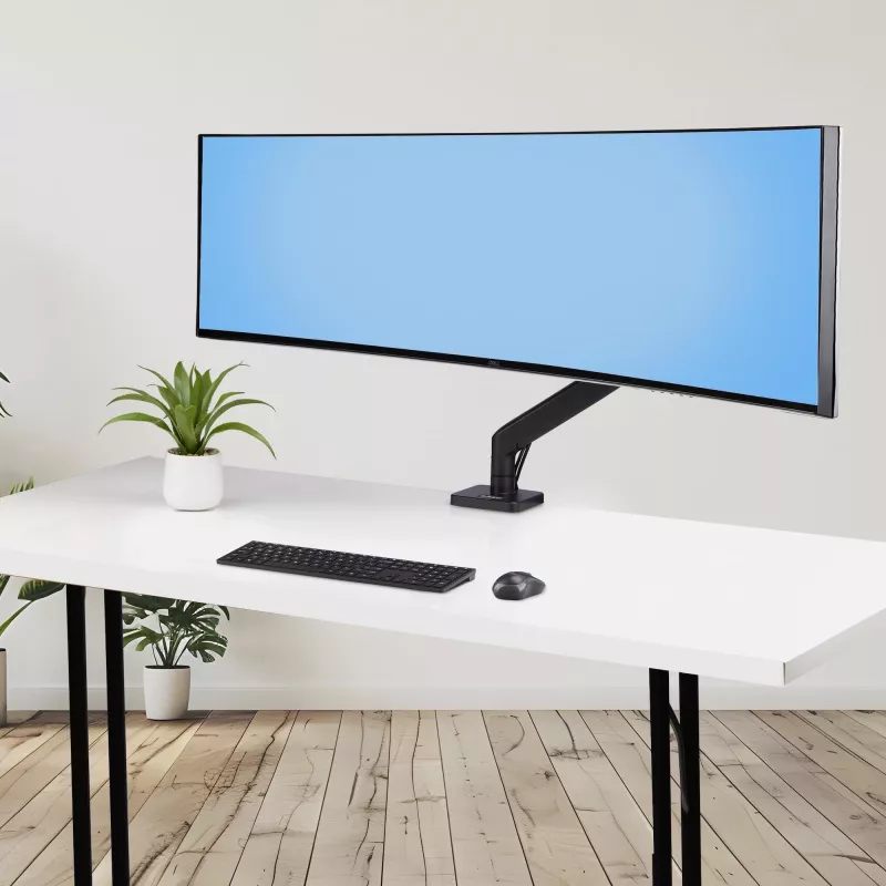 StarTech.com Monitoriaus stalo laikiklis, skirtas iki 49 colių 32:9 itin plačiaekraniams išlenktiems ekranams, mechaninė spyruoklinė svirtis, C formos spaustuvas / grommet, berankis reguliavimas, maks. 44 svarai / 20 kg