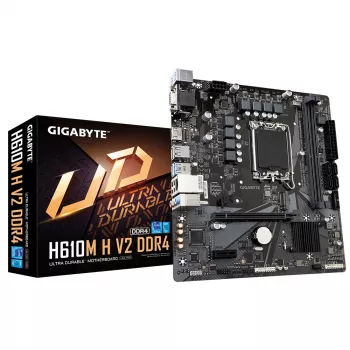 GIGABYTE H610M H V2 DDR4 pagrindinė plokštė – palaiko Intel Core 14 kartos procesorius, 6+1+1 hibridinis skaitmeninis VRM, iki 3200MHz DDR4 (OC), 1xPCIe 3.0 M.2, GbE LAN, USB 3.2 Gen 1