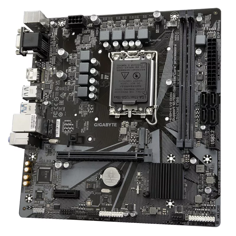 GIGABYTE H610M H V2 DDR4 pagrindinė plokštė – palaiko Intel Core 14 kartos procesorius, 6+1+1 hibridinis skaitmeninis VRM, iki 3200MHz DDR4 (OC), 1xPCIe 3.0 M.2, GbE LAN, USB 3.2 Gen 1