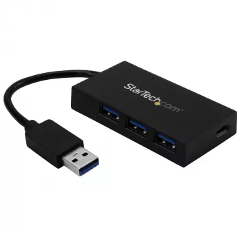StarTech.com 4 prievadų USB 3.0 šakotuvas - USB Type-A šakotuvas su 1x USB-C ir 3x USB-A (SuperSpeed 5 Gbps) - maitinamas per USB magistralę arba išoriniu adapteriu - nešiojamas USB 3.2 Gen 1 BC 1.2 įkrovimo šakotuvas su maitinimo adapteriu