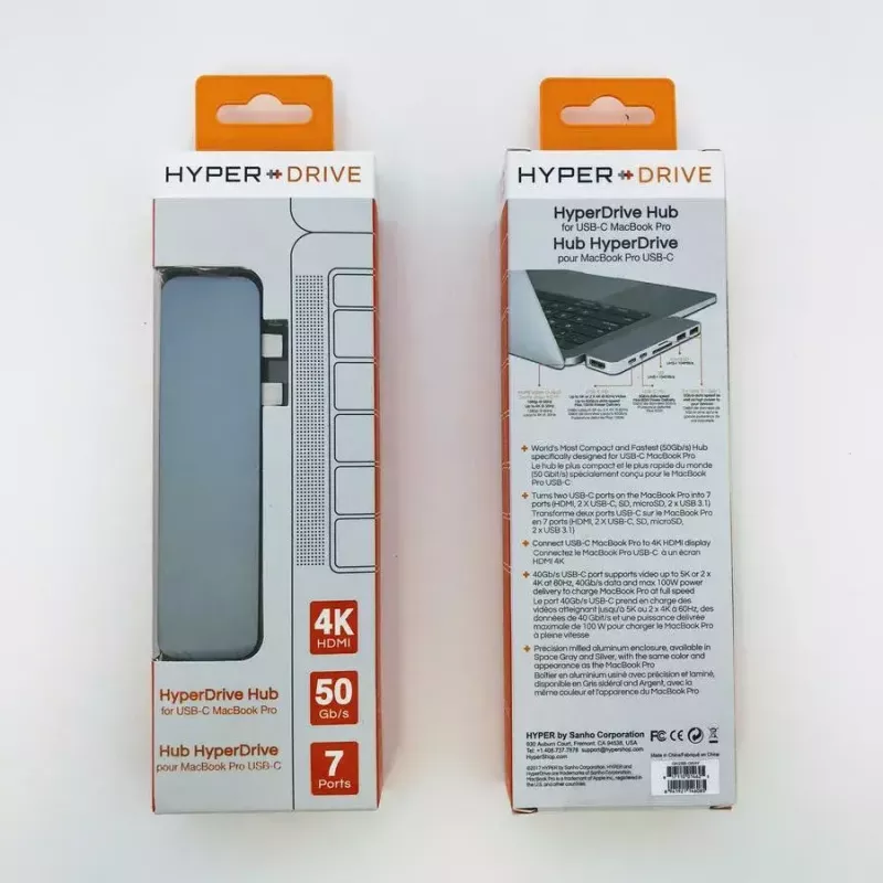 HUB HYPER HD28C USB 3.2 Gen 1 Type-C pilkas MicroSD SD HDMI Thunderbolt 3