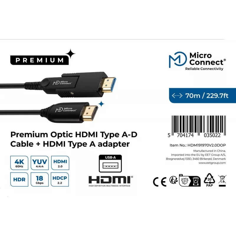 HDMI A-D laidas MicroConnect HDM191970V2.0DOP