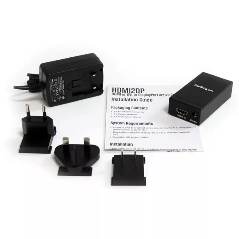 StarTech.com HDMI arba DVI į DisplayPort aktyvus keitiklis, Aktyvus vaizdo keitiklis, Maitinimas, Juoda, Plienas, CE, FCC, RoHS, 1920 x 1200 pikselių