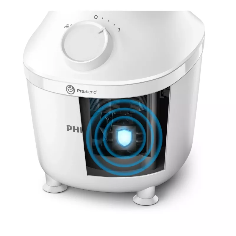 Stalinis trintuvas „Philips HR2041/00“ – 450 W, 1,9 l plastikinis indas, nerūdijančio plieno peiliai, baltas