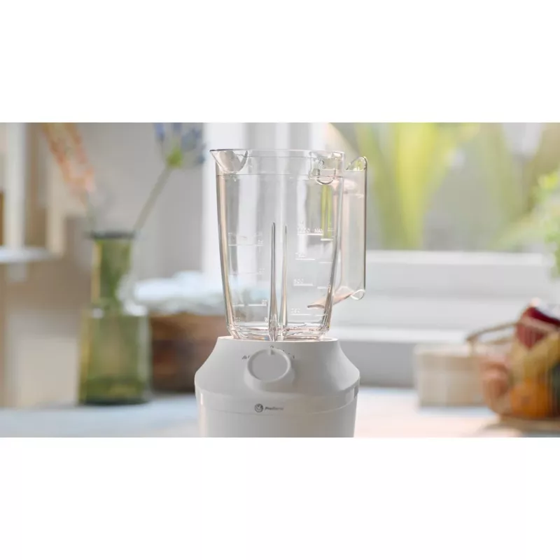 Stalinis trintuvas „Philips HR2041/00“ – 450 W, 1,9 l plastikinis indas, nerūdijančio plieno peiliai, baltas