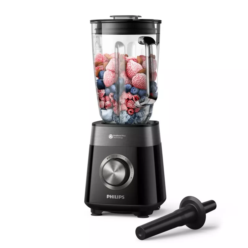 Stalo blenderis Philips 5000 serijos HR3030/00 — 2 L stiklinis dubuo, 1200 W, ledo smulkinimas, juodas
