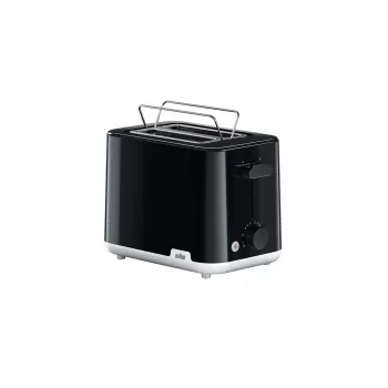Skrudintuvas BRAUN HT1010BK — 2 riekėms, 900 W, juodas, plastikinis korpusas, plyšys 132×35×119 mm
