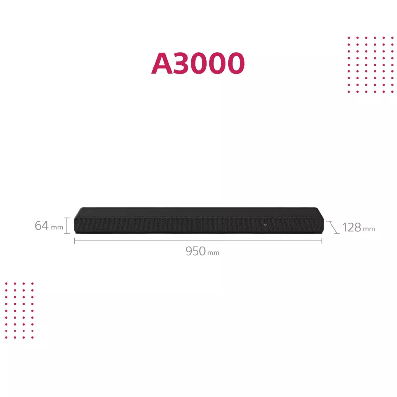 Garso juosta Sony HT-A3000 juoda 3.1 kanalai 250 W