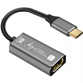 “Techly” IADAP-USBC-HDMI8 USB grafikos adapteris 7680 x 4320 pikselių juoda, sidabrinė