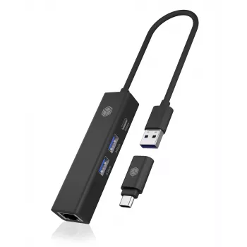 ICY BOX IB-HUB1439-LAN laidinis USB 3.2 Gen 1 (3.1 Gen 1) Type-A juodas
