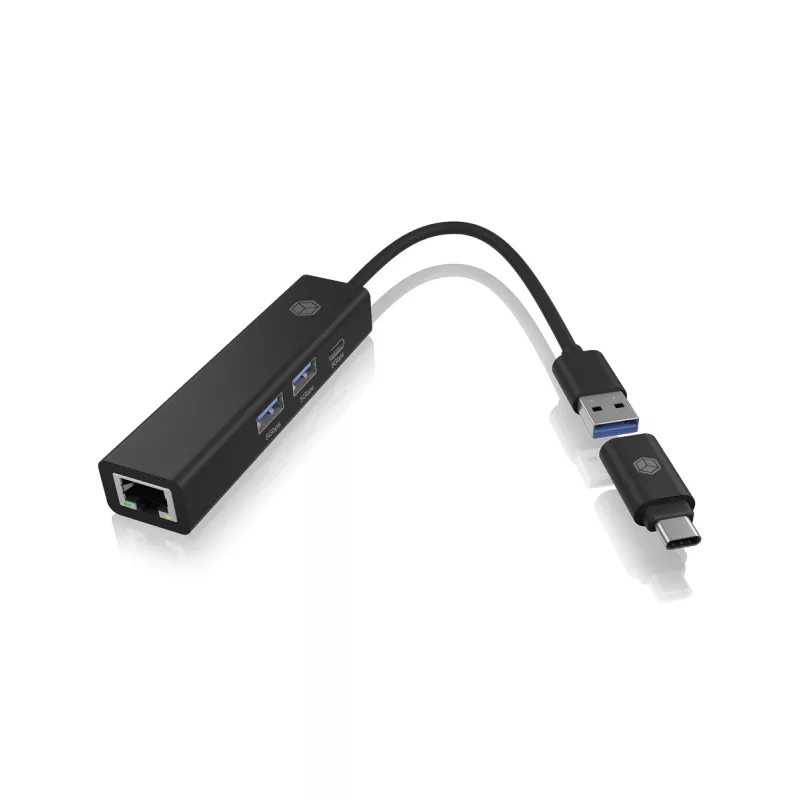 ICY BOX IB-HUB1439-LAN laidinis USB 3.2 Gen 1 (3.1 Gen 1) Type-A juodas