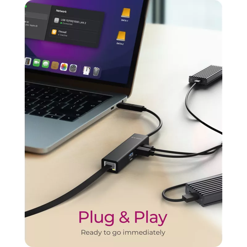 ICY BOX IB-HUB1439-LAN laidinis USB 3.2 Gen 1 (3.1 Gen 1) Type-A juodas