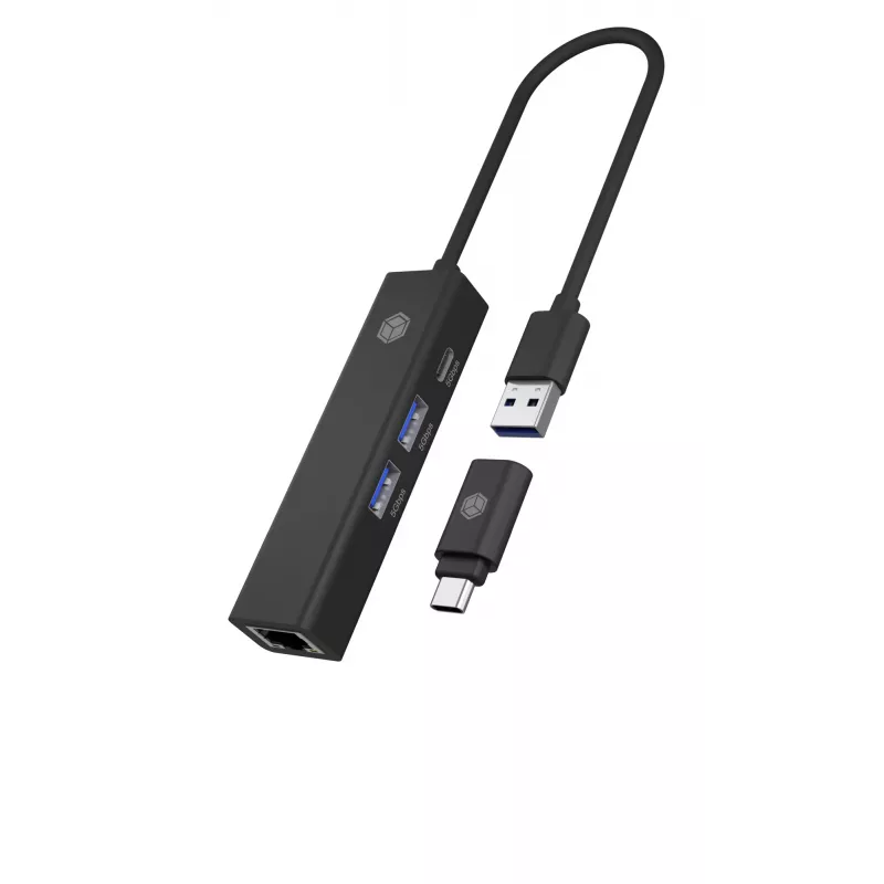 ICY BOX IB-HUB1439-LAN laidinis USB 3.2 Gen 1 (3.1 Gen 1) Type-A juodas
